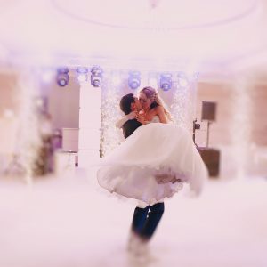 brides wedding party in the elegant restaurant with a wonderful light and atmosphere